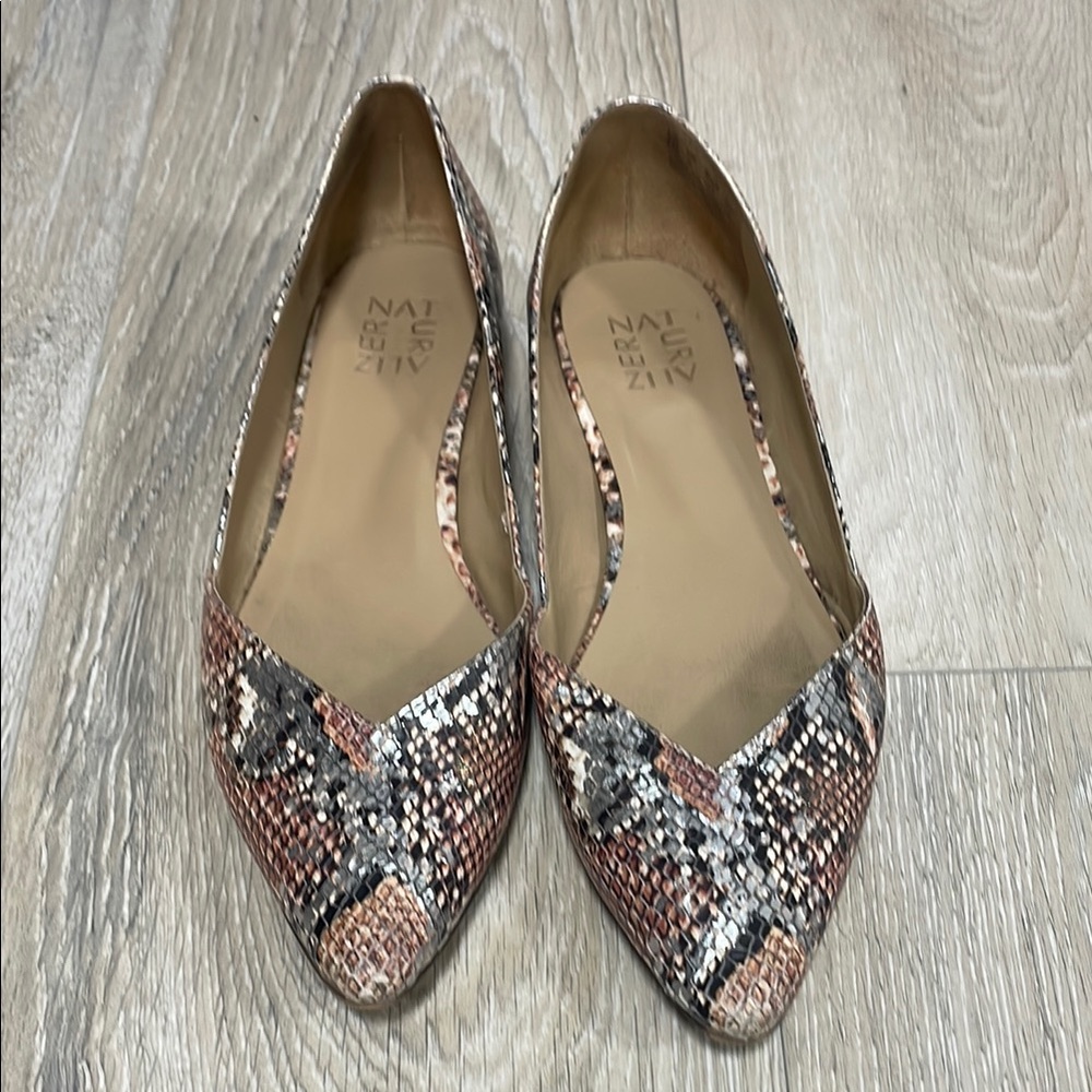 Naturalizer Women's Snakeskin Flats - Pink/Silver/Black